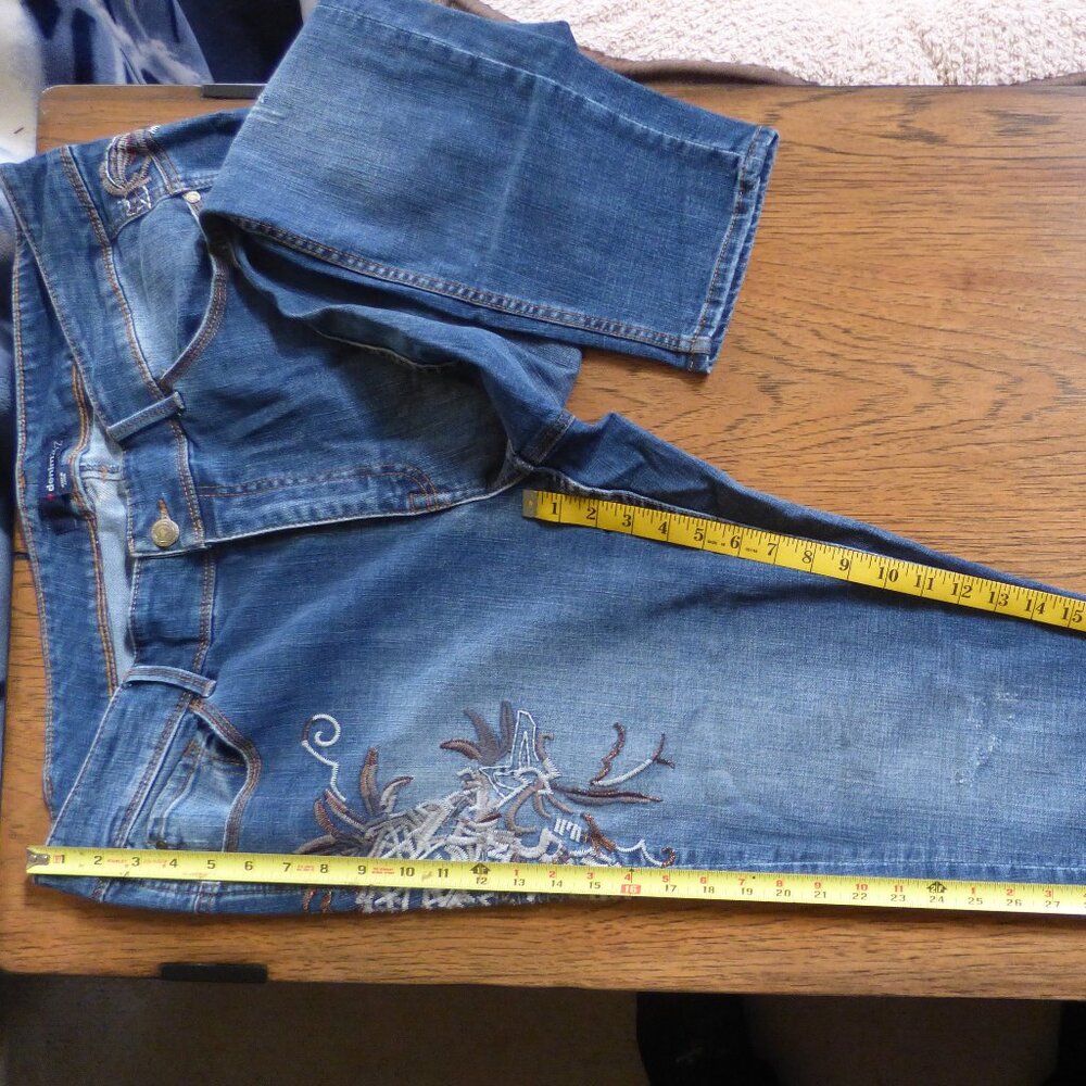 DENIM 24/7 BOHO PRAIRIE BLUE WASHED COLOR EMBROIDERED 5 POCKETS JEANS 20W - Picture 5 of 10
